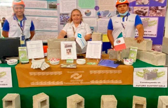 Estudiante de Conalep de Tampico crea block ecológico a prueba de balas en Tamaulipas