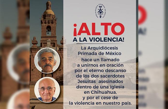 Arquidiócesis Primada de México pide un alto a la violencia