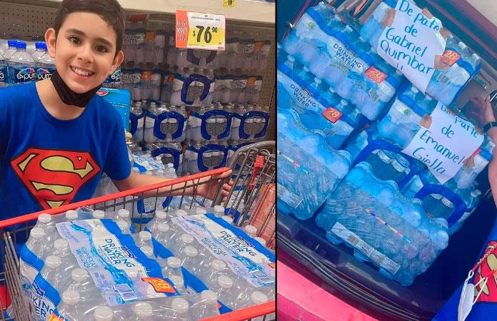 Niño ofrece aplicar uñas a cambio de botellas de agua para Monterrey