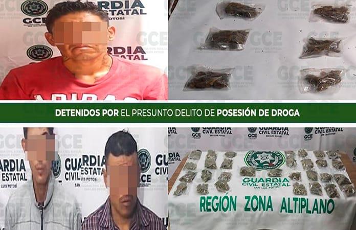 En Matehuala, arrestan a tres individuos con droga